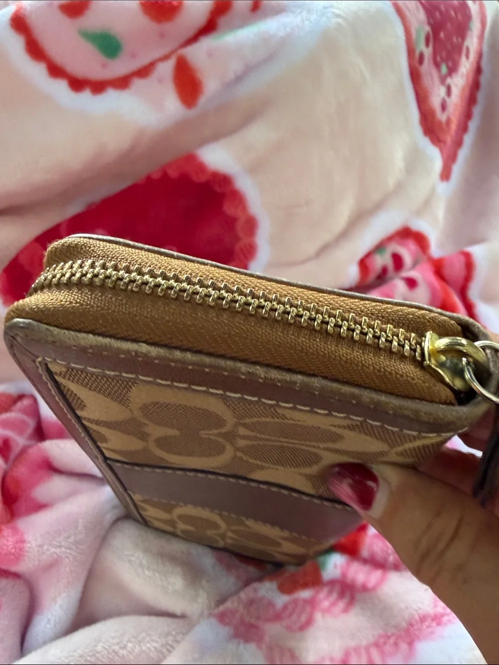 Coach Brown Signature Zip Wallet